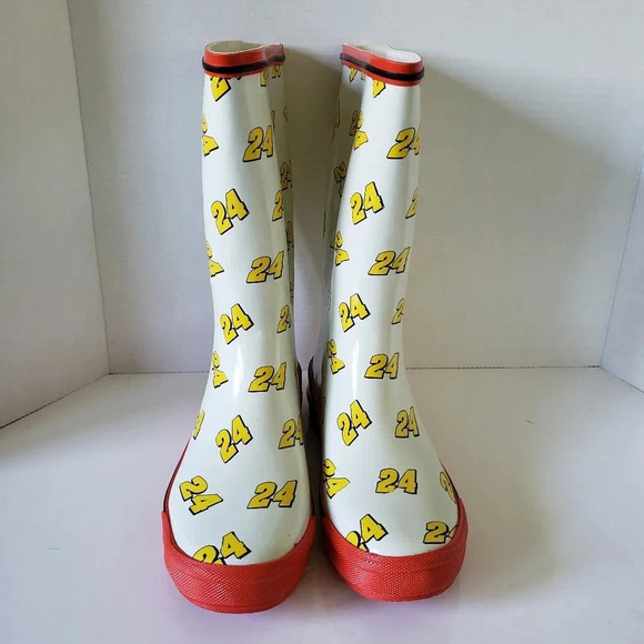 Nascar Racing #24  Yellow/Red/White Rain Boots,Size 6. - Picture 5 of 6